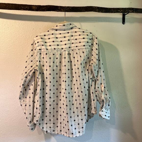 Maeve X Anthropologie White Embroidered Button Front Lightweight Shirt Size 10 - Picture 5 of 15